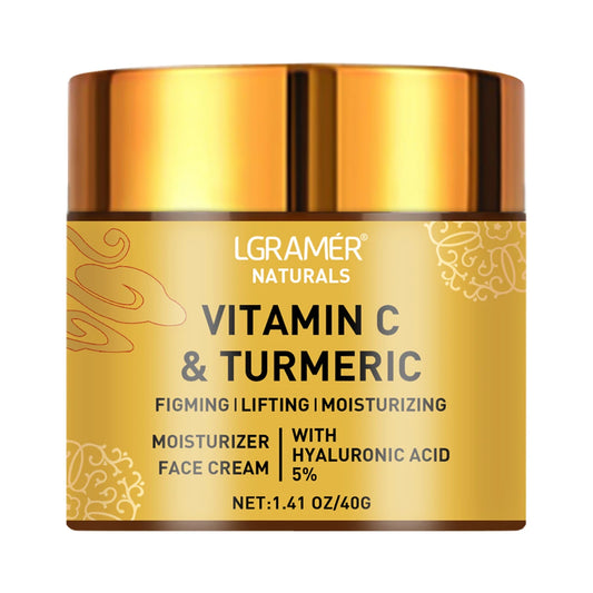 Vitamin C & Turmeric Face Cream - Moisturizing Anti-Aging Treatment with Hyaluronic Acid and Retinol