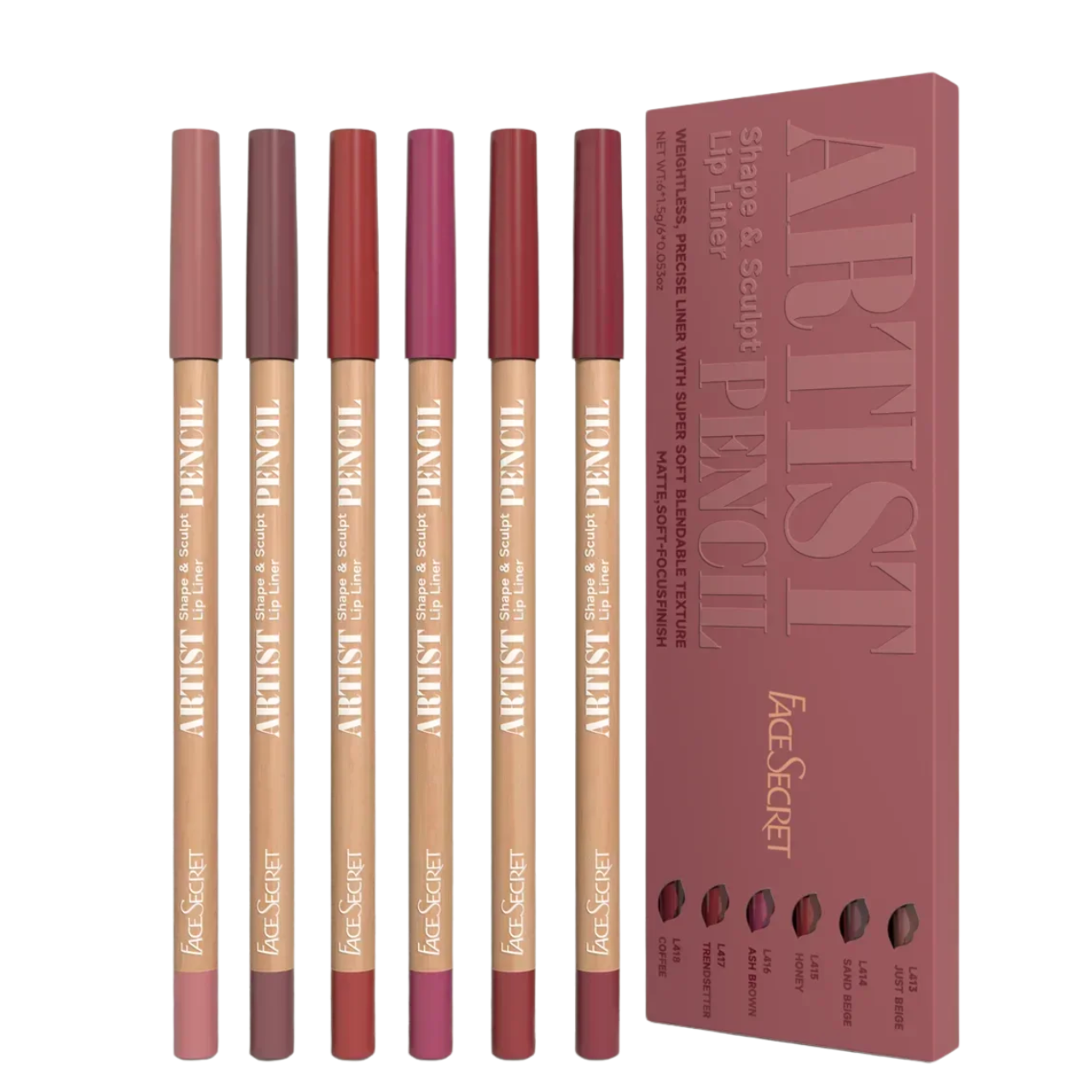Set of 6 Velvet Matte Lip Pencils - Long-Lasting Comfort