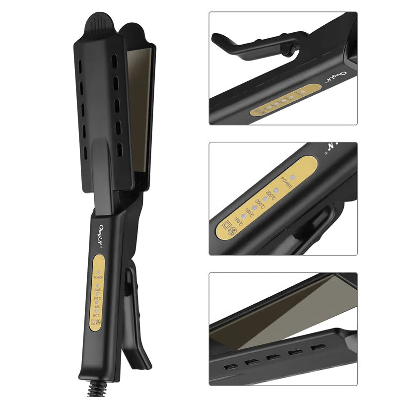 Lisseur Professionnel Titane Plaques Larges - Température Réglable Cheveux Soyeux