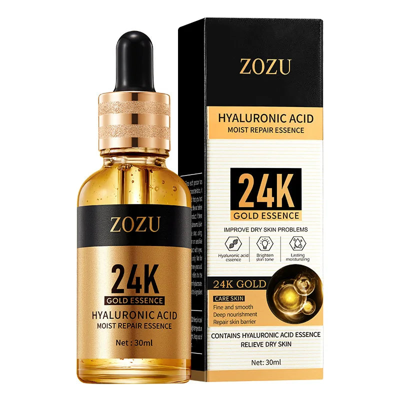 24K Gold &amp; Hyaluronic Acid Face Serum - Intense Moisturizing Anti-Aging