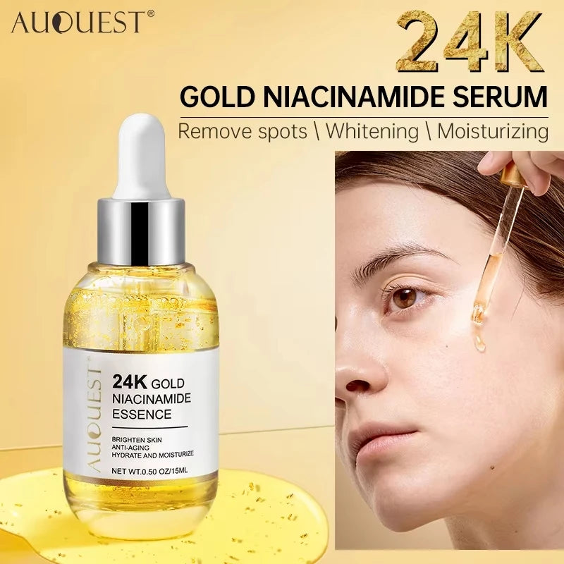 24K Gold Niacinamide Face Serum - Hyaluronic Acid - Anti-Dark Spot and Brightening