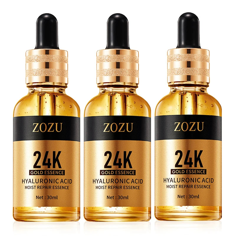 24K Gold &amp; Hyaluronic Acid Face Serum - Intense Moisturizing Anti-Aging