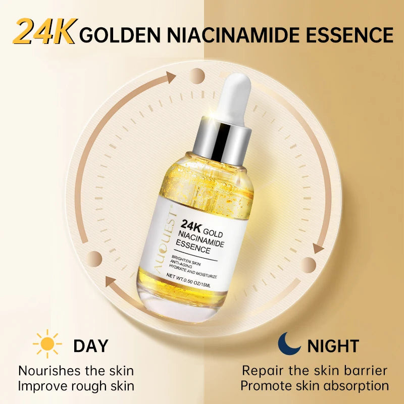 24K Gold Niacinamide Face Serum - Hyaluronic Acid - Anti-Dark Spot and Brightening