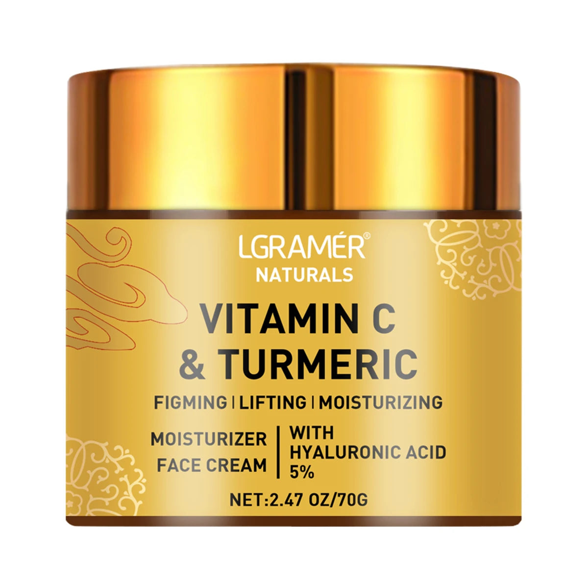Vitamin C face cream with turmeric, retinol, moisturizing, firming, hyaluronic, brightening, repairing, smoothing, skin care 